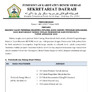 Pemkab Bener Meriah Buka Pendaftaran Beasiswa 2025, Simak Syarat dan Jadwalnya