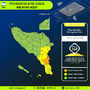 BMKG Peringatkan Hujan Lebat dan Petir di Aceh hingga Malam
