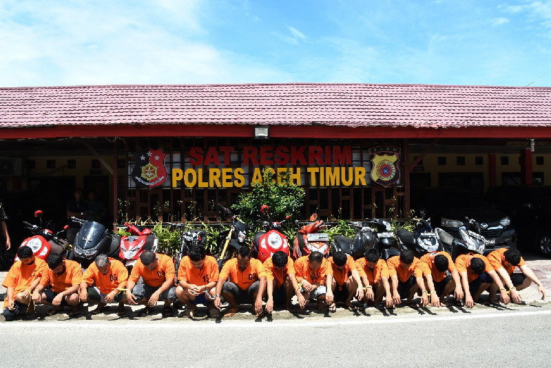 17 Pelaku Curanmor Ditangkap, Lima Motor Diamankan Polres Aceh Timur