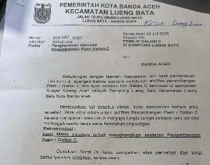 Camat Lueng Bata Surati Pemilik Galian C Ilegal di Wilayah Sempadan Krueng Aceh