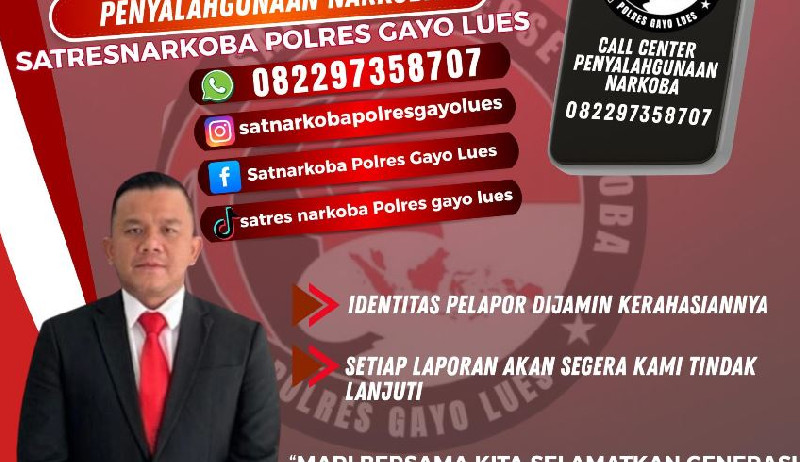 Polres Gayo Lues Buka Call Center Untuk Laporan Penyalahgunaan Narkoba