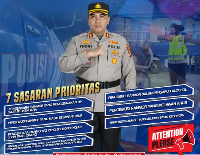 Operasi Patuh Seulawah 2025 Digelar, Ini 7 Prioritas Utama Polres Aceh Barat