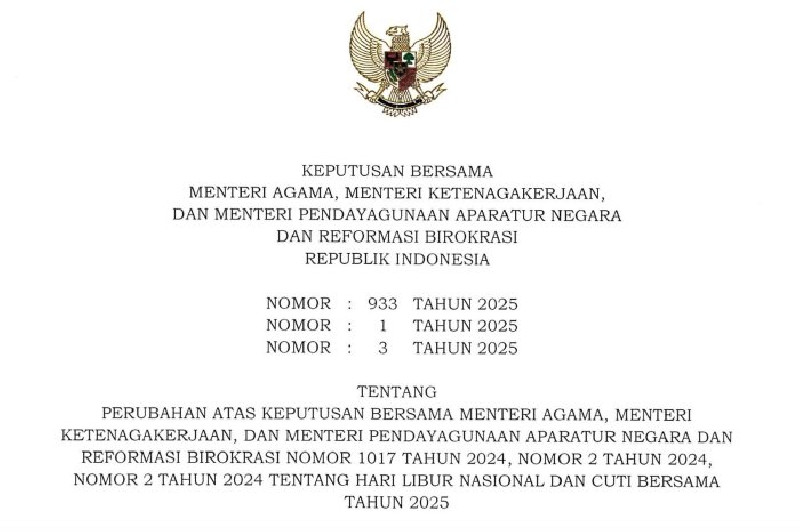 Sambut HUT Ke-80 Kemerdekaan, Pemerintah Tetapkan 18 Agustus 2025 sebagai Cuti Bersama