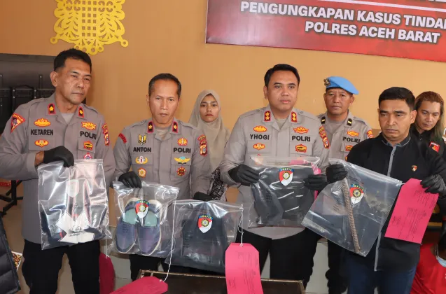 Polres Aceh Barat Bongkar Kasus Pembunuhan Disertai Pencurian Kendaraan Bermotor