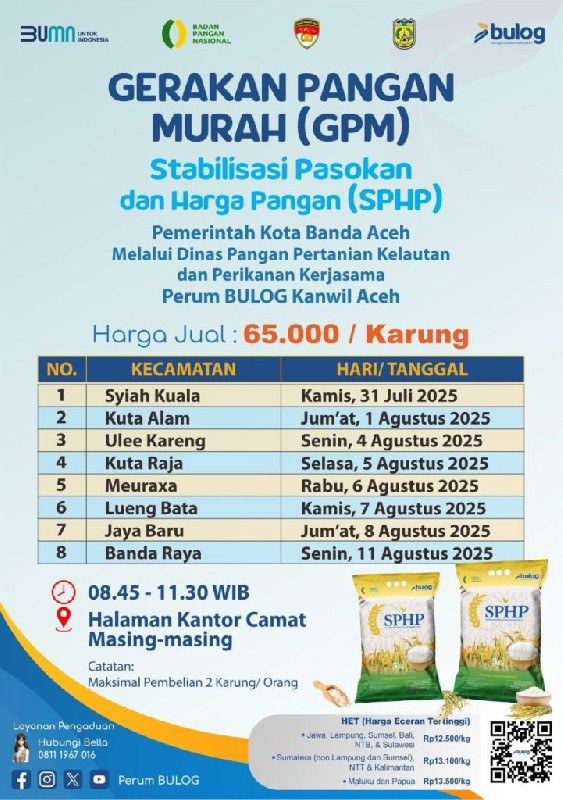 Ini Jadwal Pasar Beras Murah di Kota Banda Aceh