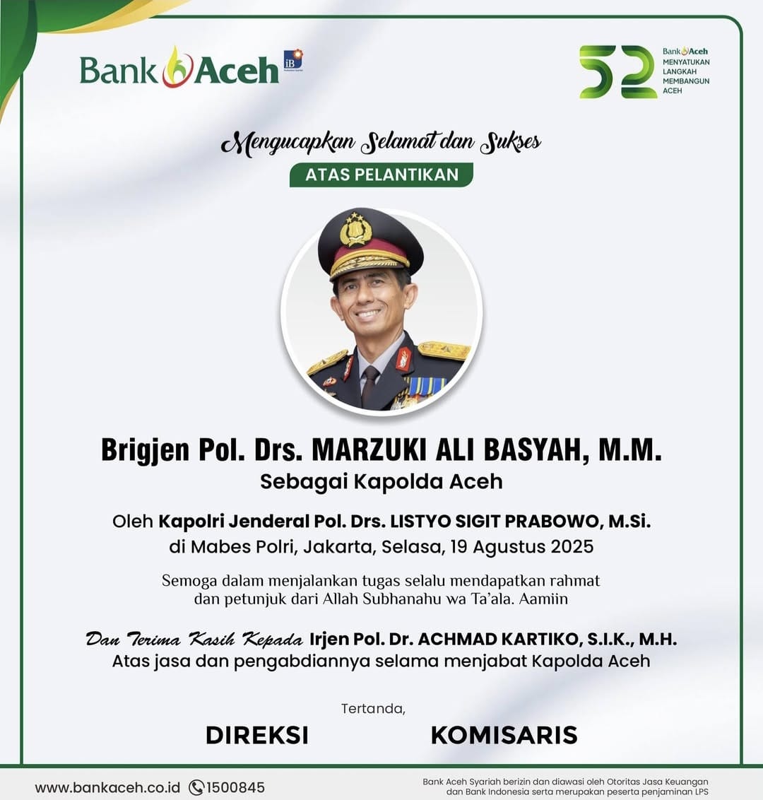 pelantikan polda - bank aceh