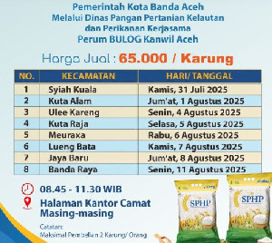 Catat! Ini Jadwal Beras Murah di Kota Banda Aceh