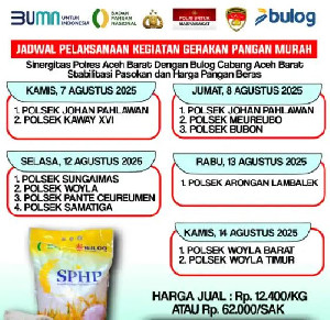 Polres dan Bulog Gelar Operasi Pasar di 12 Polsek Wilayah Aceh Barat