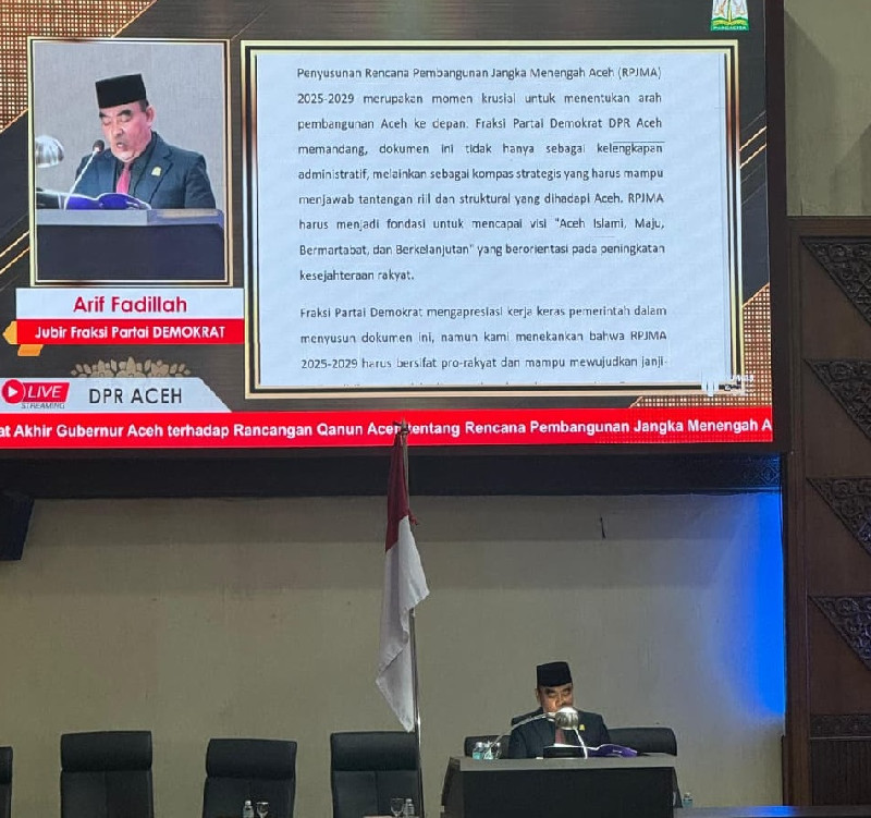 Fraksi Demokrat DPR Aceh Dukung Penuh RPJMA 2025-2029 dengan Catatan Pro-Rakyat