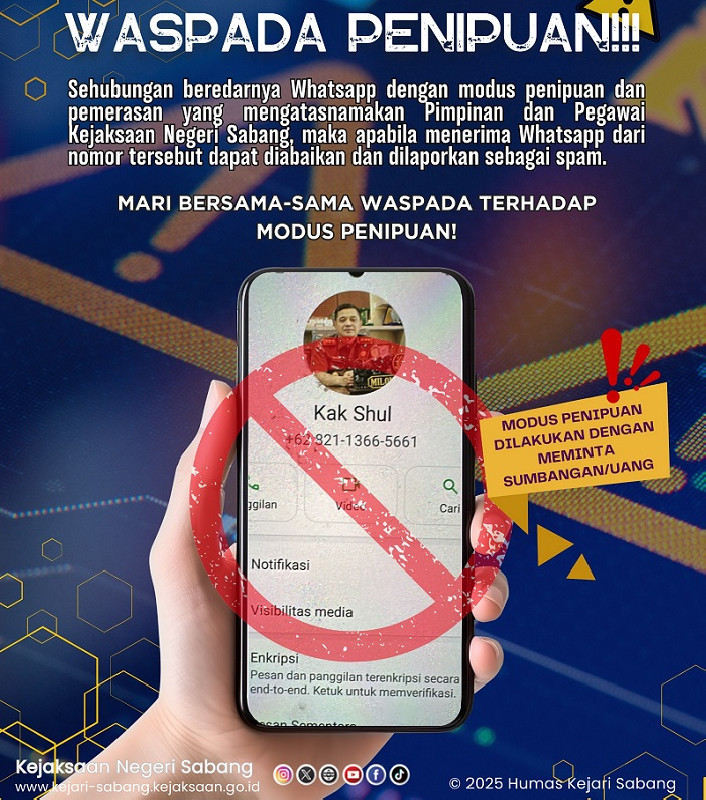 Warga Diminta Waspada Penipuan yang Mengatasnamakan Kejaksaan Negeri Sabang
