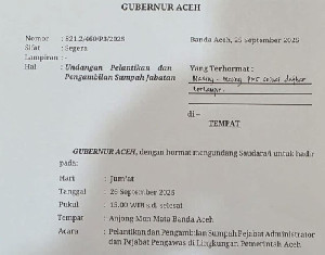 Sore Ini, Mualem Lantik Sejumlah Pejabat Baru, Delapan Eselon II Aceh Dicopot