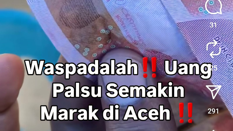 Peredaran Uang Palsu di Aceh Resahkan Warga, Polisi Diminta Bertindak Tegas