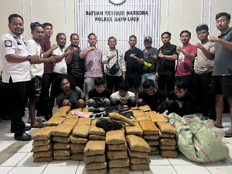 10 Bulan Terakhir, Polres Gayo Lues Sita 1,95 Ton Ganja dan Tangkap 56 Tersangka Narkoba
