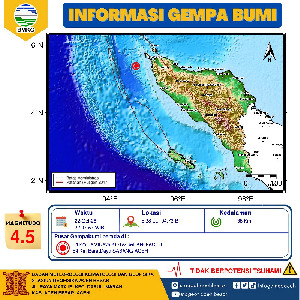 Gempa Tektonik M4,5 Guncang Aceh Besar dan Banda Aceh, Tak Berpotensi Tsunami