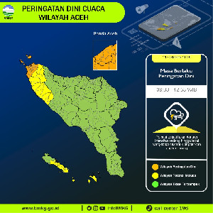 BMKG Aceh: Hujan Lebat dan Angin Kencang Berpotensi Landa Sejumlah Wilayah Hari Ini
