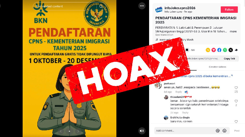 Pengumuman CPNS Kementerian Imigrasi 2025 di TikTok Dipastikan Palsu
