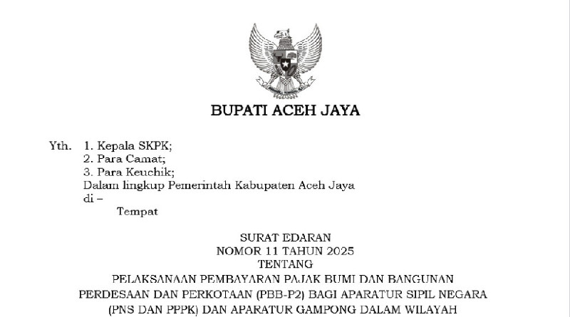 Bupati Aceh Jaya: ASN dan Aparatur Gampong Harus Jadi Contoh Bayar PBB-P2
