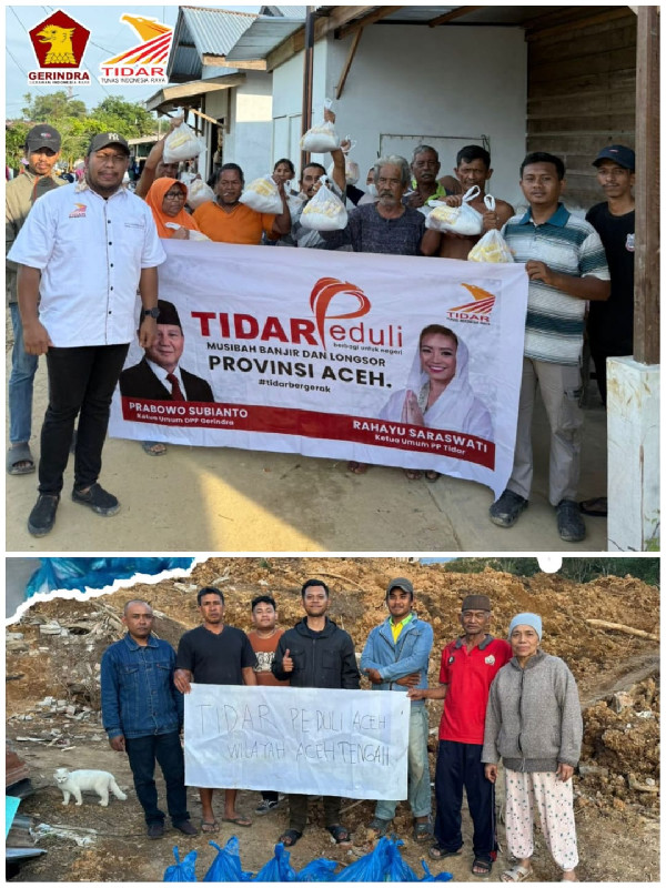 TIDAR Salurkan Bantuan Sembako untuk Korban Banjir dan Longsor di Langsa dan Aceh Tengah