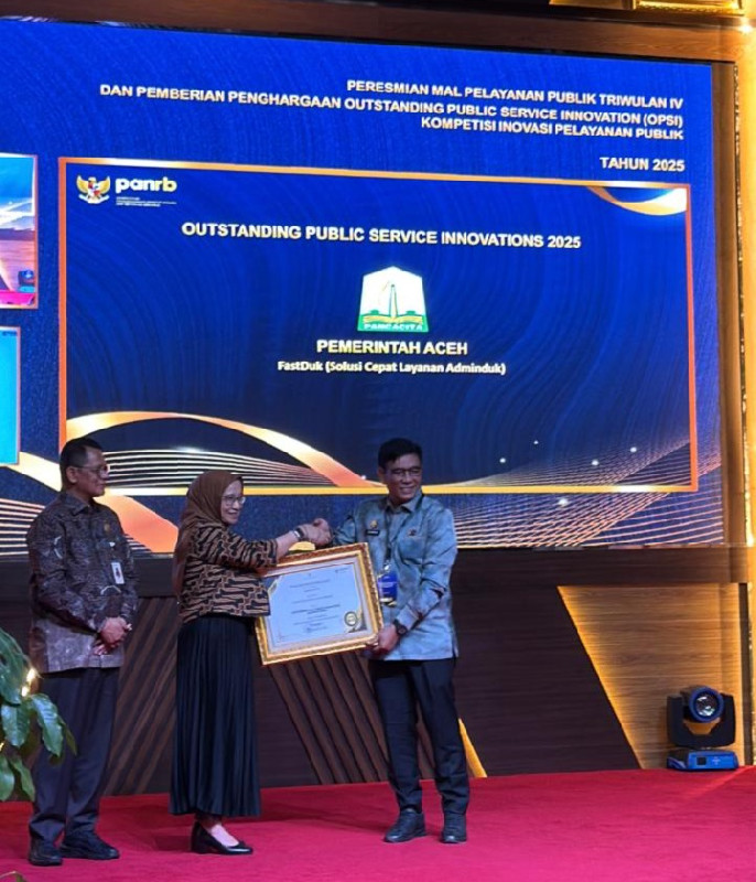 Inovasi FastDuk Pemerintah Aceh Raih Penghargaan OPSI KIPP 2025