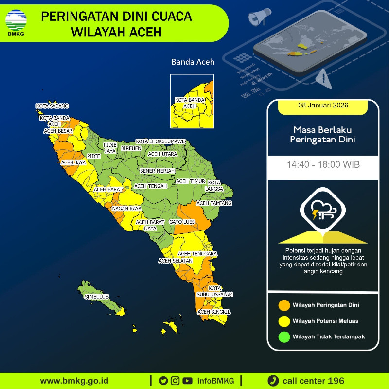 Tiga Hari Kedepan Cuaca Ekstrem Berpotensi Terjadi di Aceh