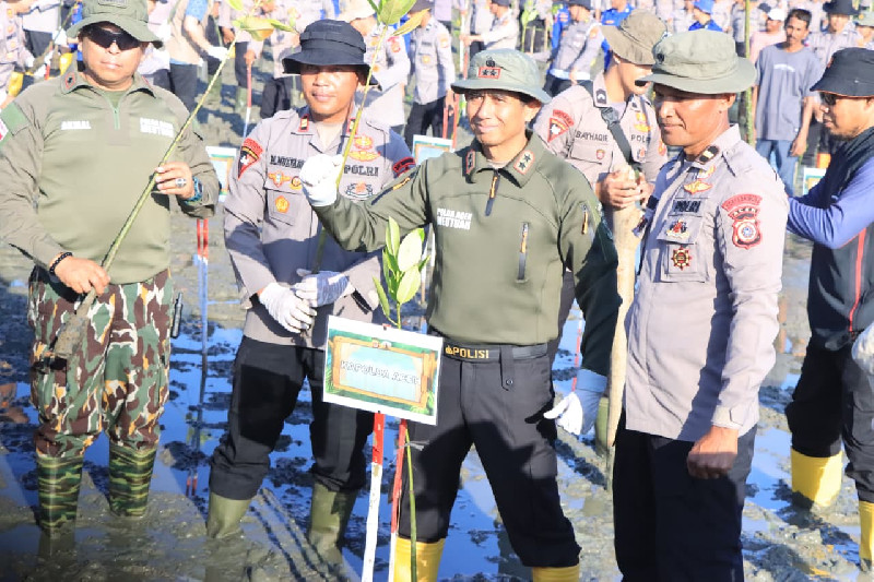 Polda Aceh Tanam 10.000 Mangrove untuk Wujudkan Program Green Policing