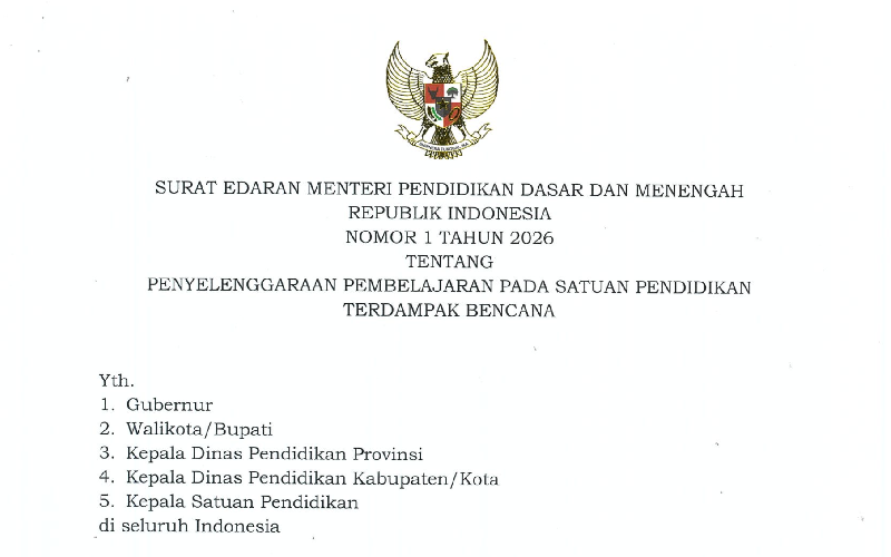 Kemendikdasmen Keluarkan Kebijakan Pembelajaran Bagi Sekolah Terdampak Bencana