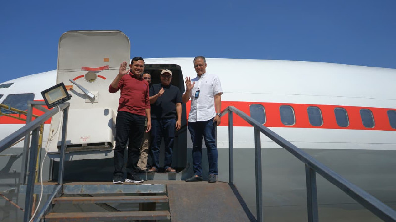 Wagub Aceh Tinjau Pembangunan Pesawat Boeing 737 untuk Wahana Manasik Pertama di Indonesia