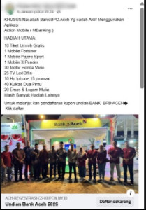 Modus Undian Berhadiah Catut Nama Bank Aceh, Nasabah Diminta Waspada