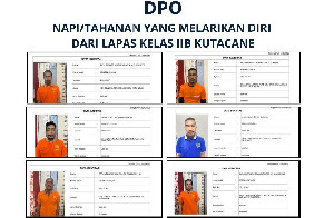 Hampir Setahun Kabur, Enam Napi Lapas Kutacane Masih Diburu Aparat