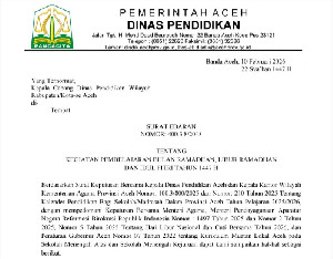 Disdik Aceh Terbitkan Edaran Pembelajaran Ramadhan, Perkuat Karakter dan Iman Peserta Didik