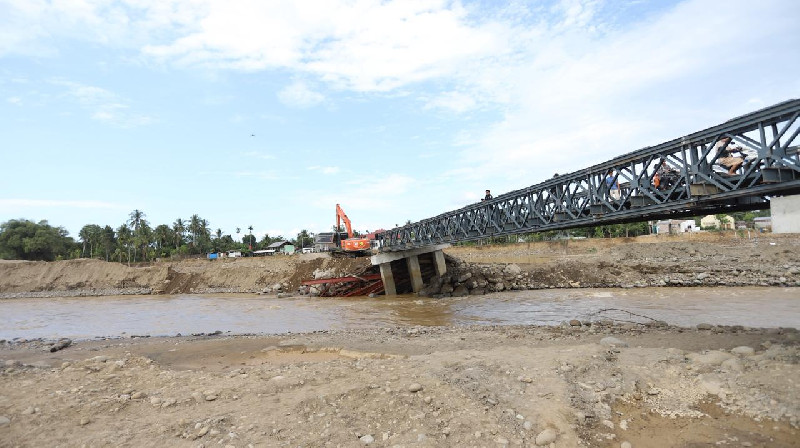 Luapan Sungai Geser Pondasi Jembatan Bailey di Aceh Utara, Akses 4 Desa Masih Bertahan