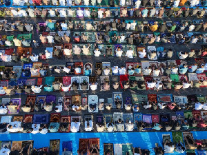 TNI dan Masyarakat Salat Idulfitri di Lapangan Jenderal Sudirman Korem Lhokseumawe