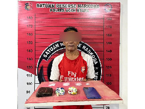Pria Paruh Baya di Aceh Utara Ditangkap Polisi, 4 Paket Sabu Diamankan