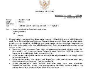Pawai Takbiran di Aceh Barat Wajib Jalan Kaki, Dilarang Gunakan Kendaraan