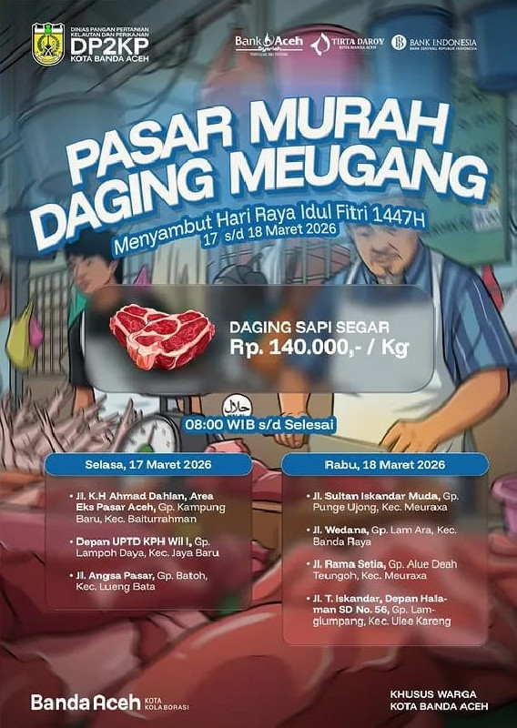 Sambut Idulfitri, Banda Aceh Gelar Pasar Murah Daging Meugang Rp140 Ribu