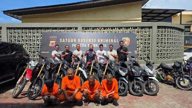 Pasutri di Banda Aceh Tampung Motor Curian, Polisi Amankan 9 Unit Barang Bukti
