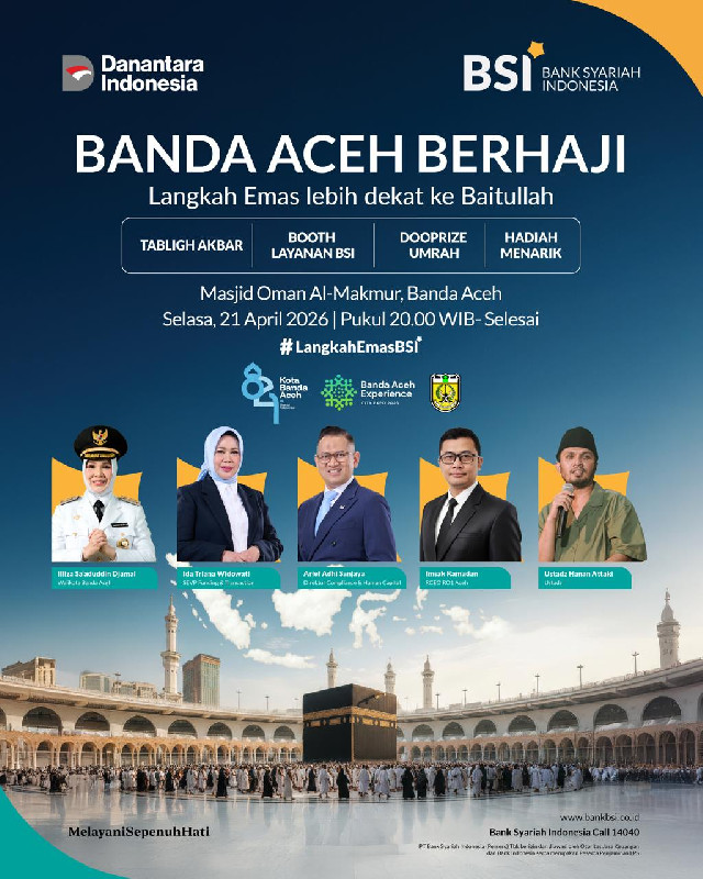 BSI-Pemko Banda Aceh Hadirkan &ldquo;Banda Aceh Berhaji&rdquo;, Ustadz Hanan Attaki Isi Kajian Spiritual