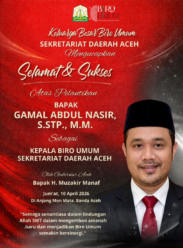 Sore Nanti, Gubernur Mualem Lantik Gamal Sebagai Karo Umum Setda Aceh