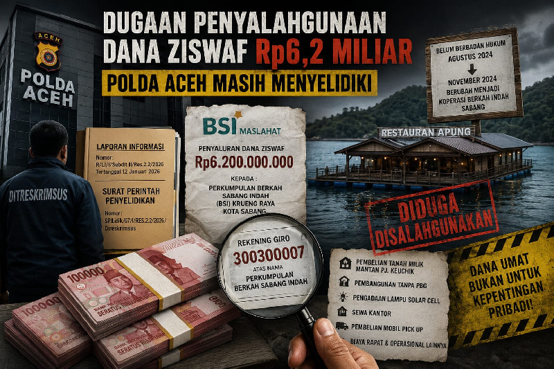 Dugaan Penyalahgunaan Dana Ziswaf Rp6,2 Miliar di Sabang Masih Diselidiki Polda Aceh