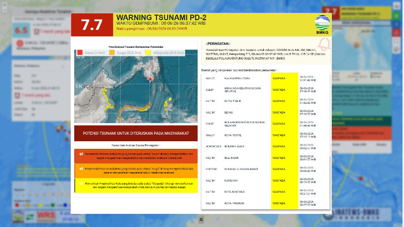 Gempa 7,8 Guncang Mindanao, BMKG Tetapkan Siaga Tsunami di Sejumlah Wilayah Indonesia