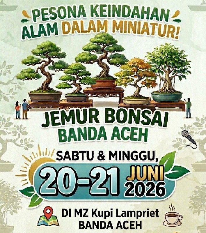 Komunitas Bonsai Banda Aceh Gelar "Jemur Bonsai", Suguhkan Keindahan Alam dalam Miniatur