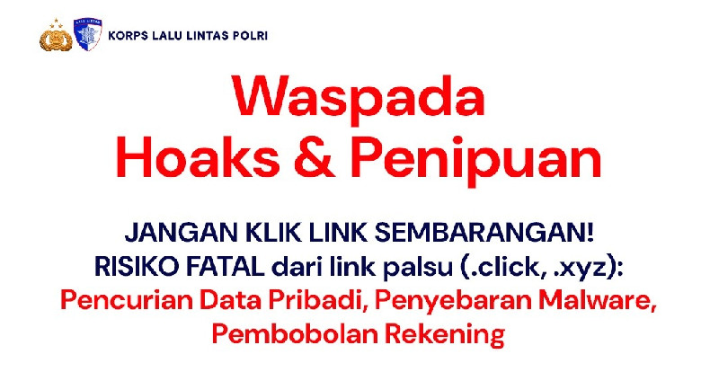 Waspada Hoaks Pemutihan Pajak Kendaraan, Korlantas Polri Minta Masyarakat Jangan Klik Link Mencurigakan