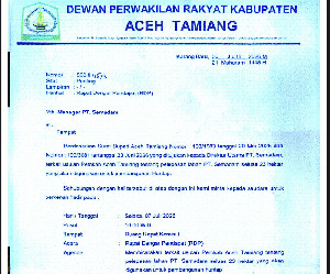 DPRK Aceh Tamiang Agendakan RDP dengan PT Semadam, Bahas Lahan 23 Hektare