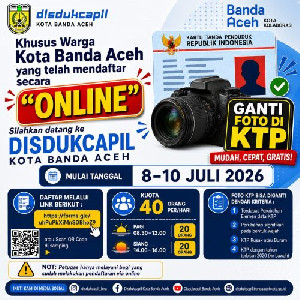 Disdukcapil Banda Aceh Layani Penggantian Foto KTP, Kuota 40 Orang per Hari
