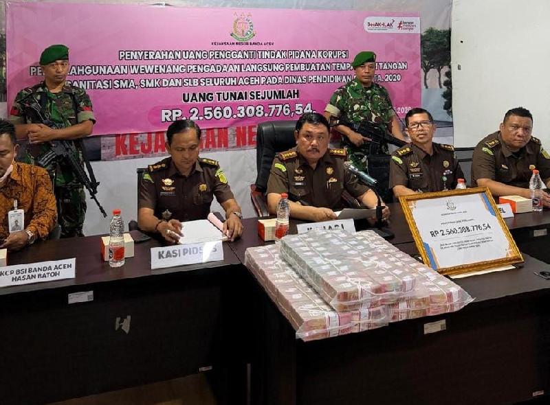 Lima Terpidana Kasus Korupsi Wastafel Aceh Bayar Uang Pengganti Rp2,56 Miliar