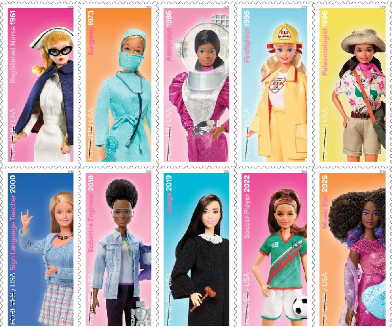 USPS Rilis 10 Prangko Barbie Baru, Tampilkan Beragam Profesi Ikonik