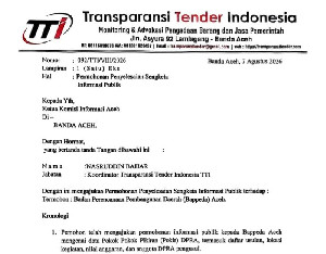 TTI Ajukan Sengketa Informasi ke Komisi Informasi Aceh, Minta Data Pokir DPRA Dibuka