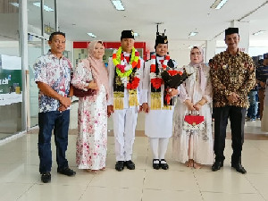 Paskibraka Nasional Muhammad Hibban Pulang ke Aceh, Disambut Camat Kuta Baro