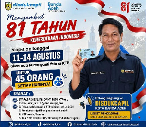 Disdukcapil Banda Aceh Buka Layanan Ganti Foto KTP, Ada 45 Kuota per Hari