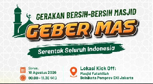 Gerakan Bersih-Bersih Masjid Nasional Digelar 10 Agustus 2026, Kemenag Buka Pendaftaran
